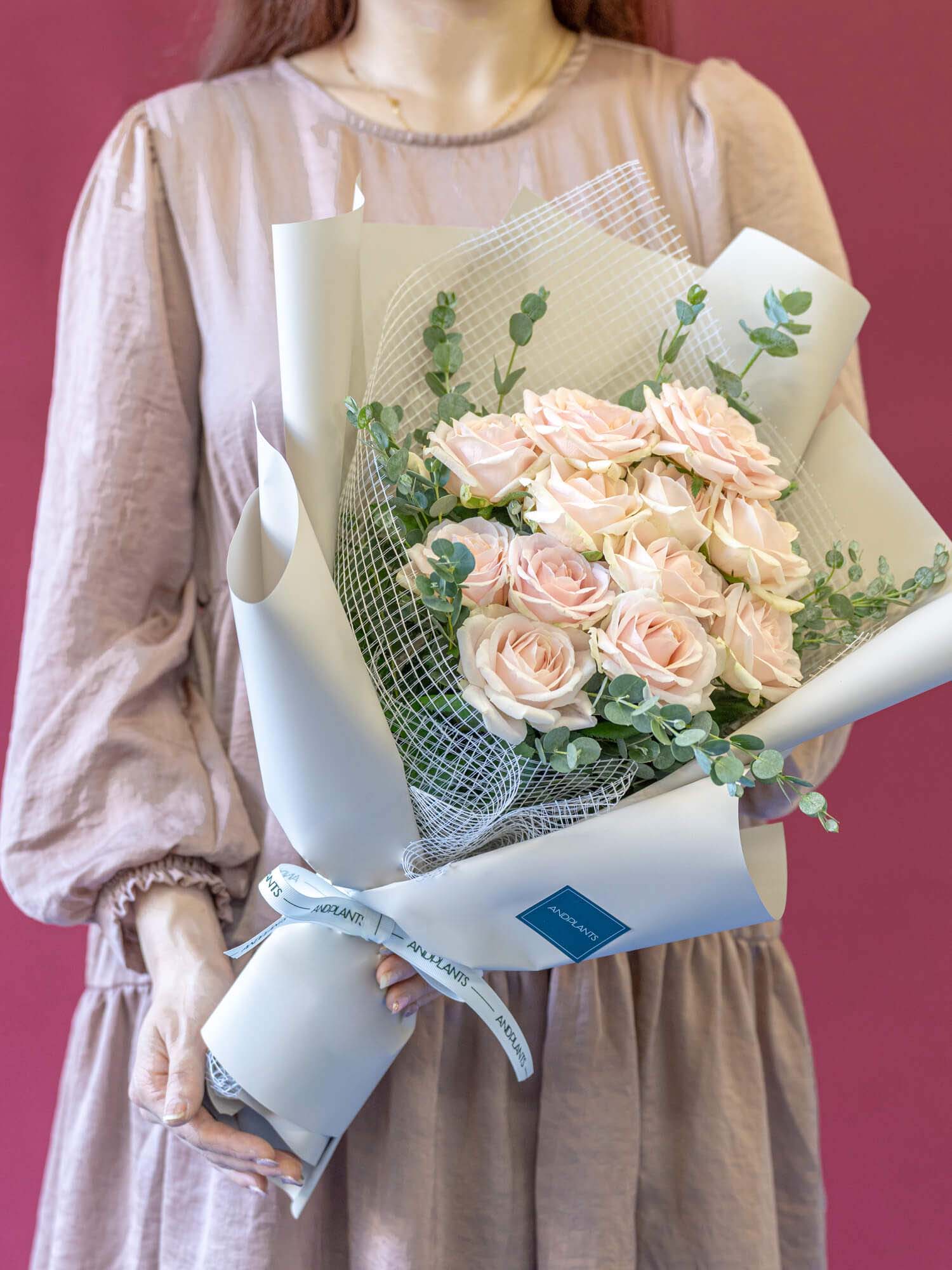 バラの花束 12本 - ピンク - - Image 6