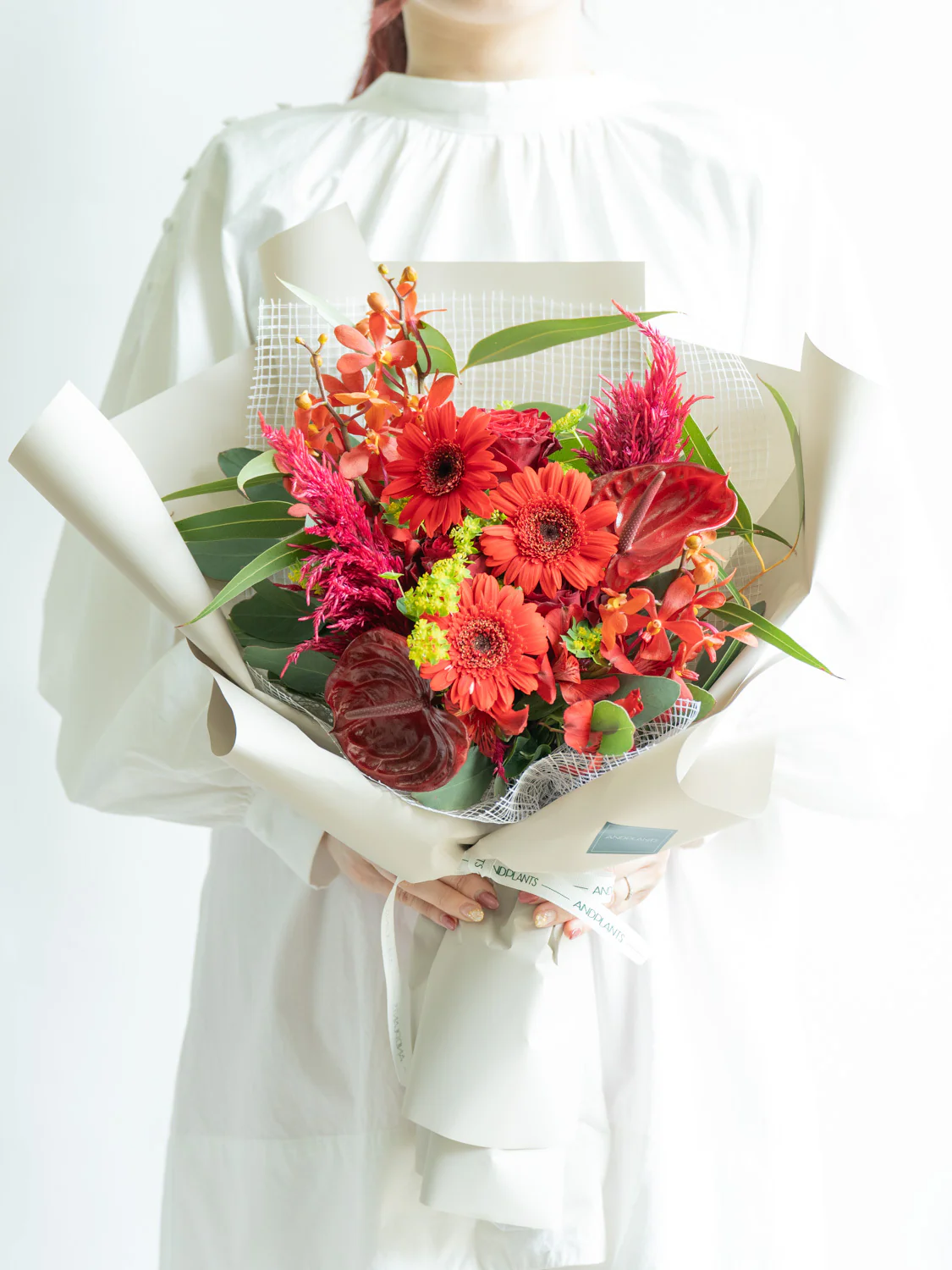 フローリストにおまかせ 季節の花束 L - レッド - - Image 2