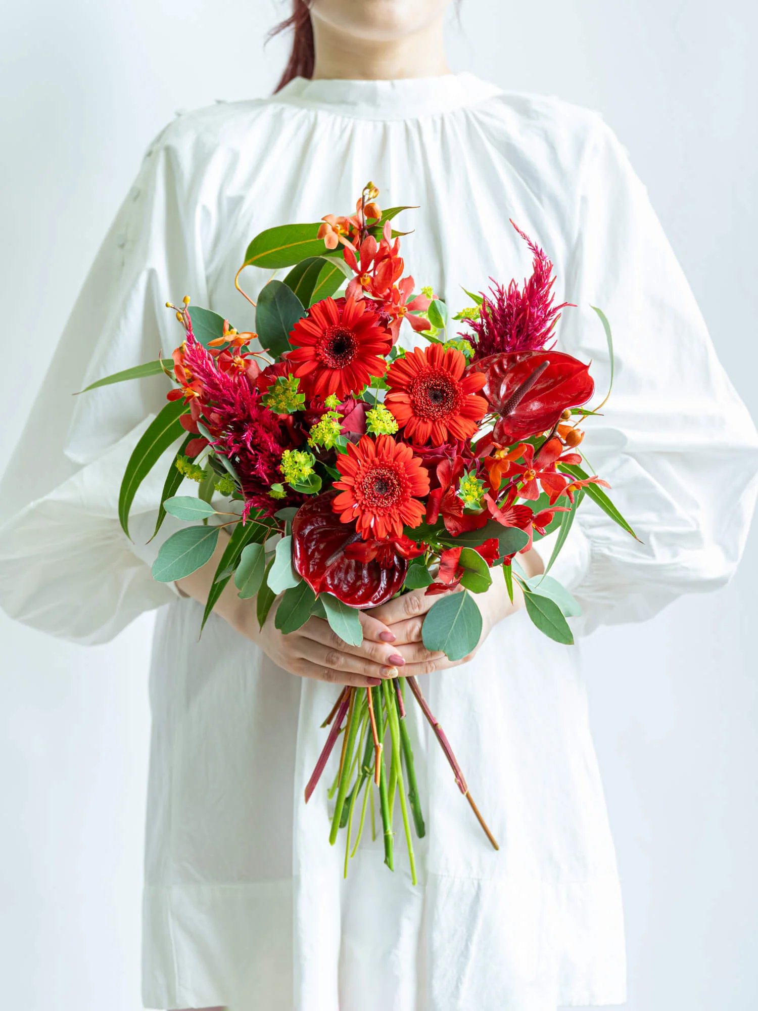 フローリストにおまかせ 季節の花束 L - レッド - - Image 3