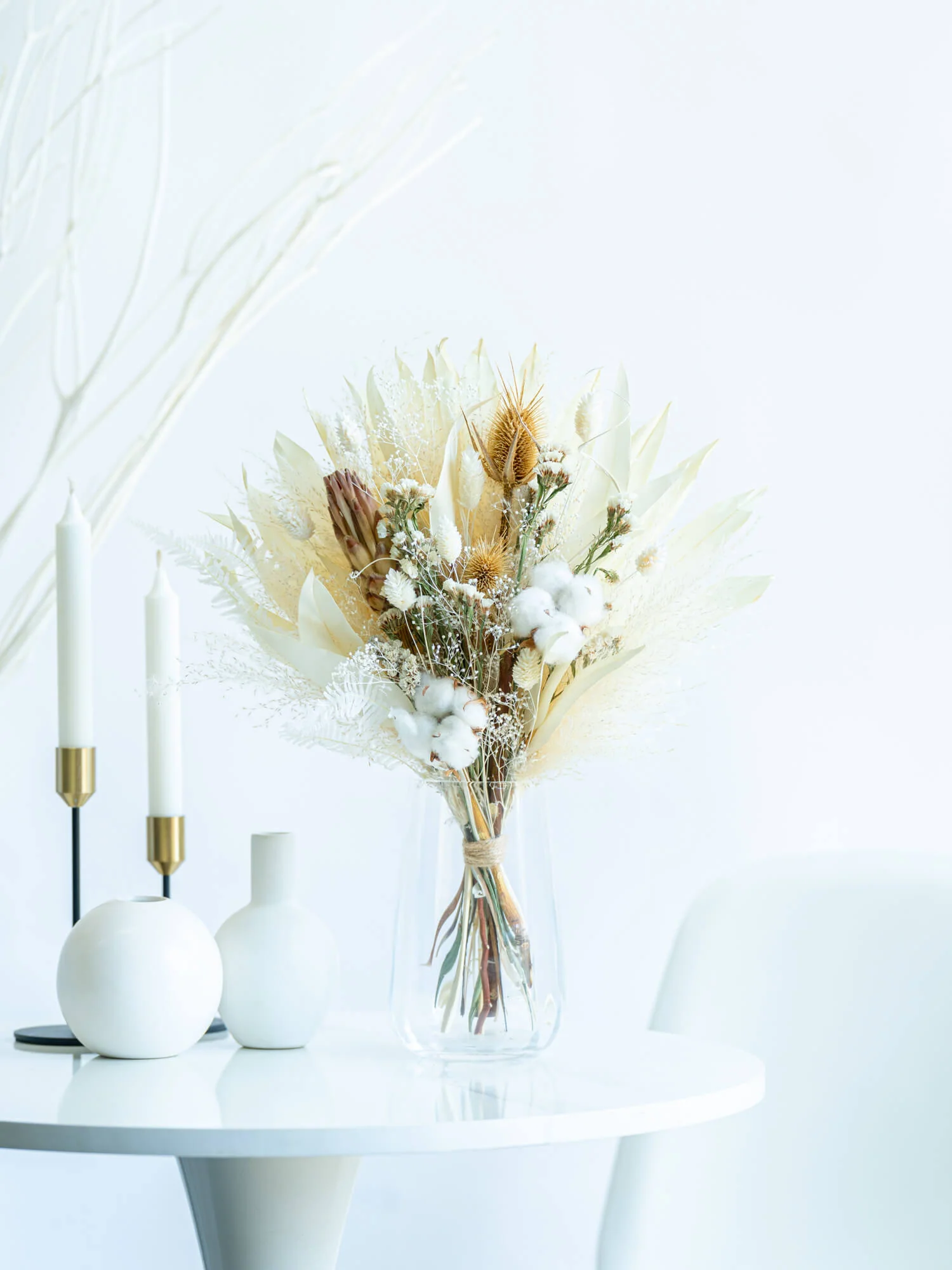 【花瓶に飾れる】ドライフラワーの花束 M - ベージュ - - Image 7