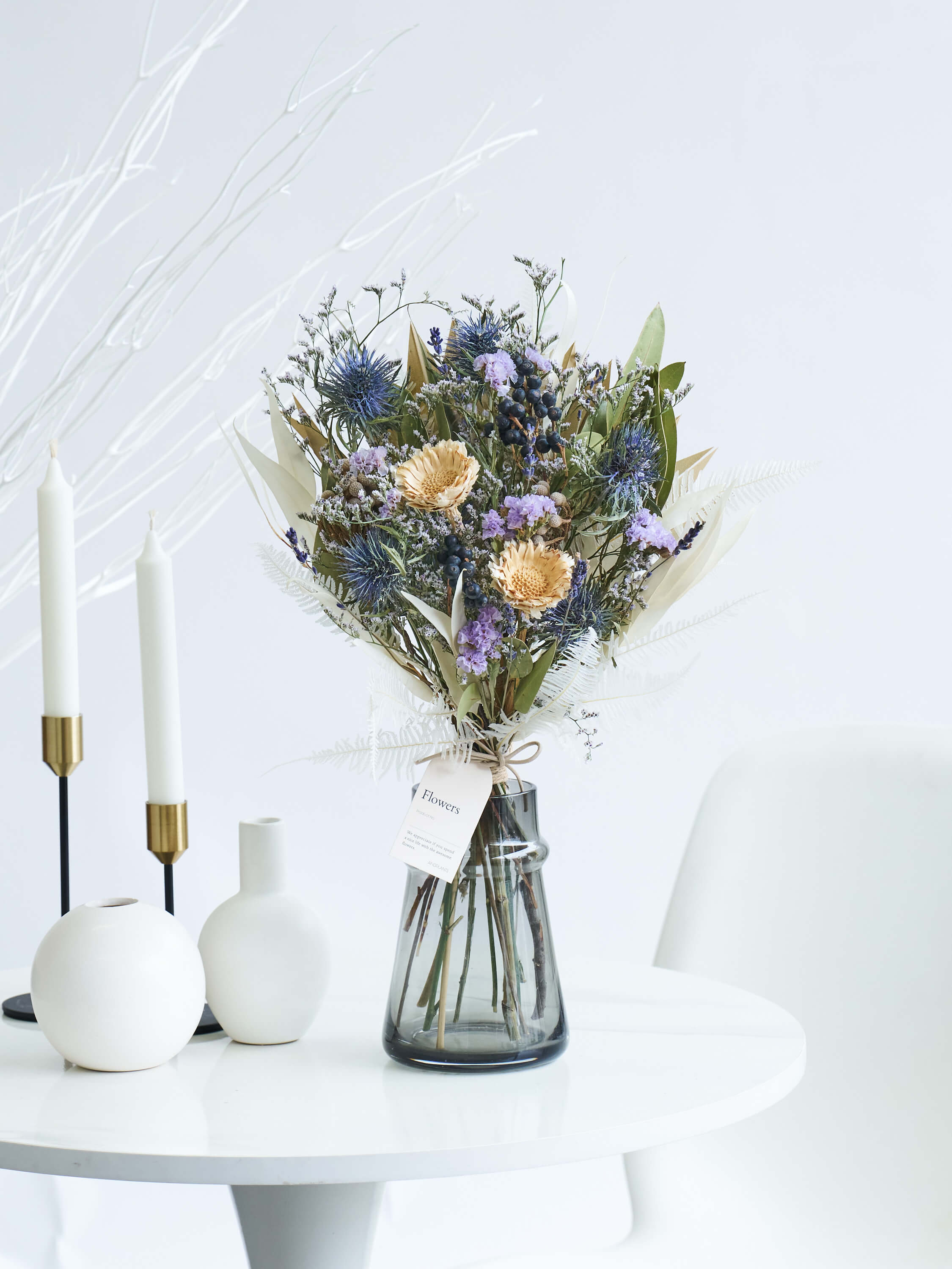 【花瓶に飾れる】ドライフラワーの花束 M - ブルー - - Image 12