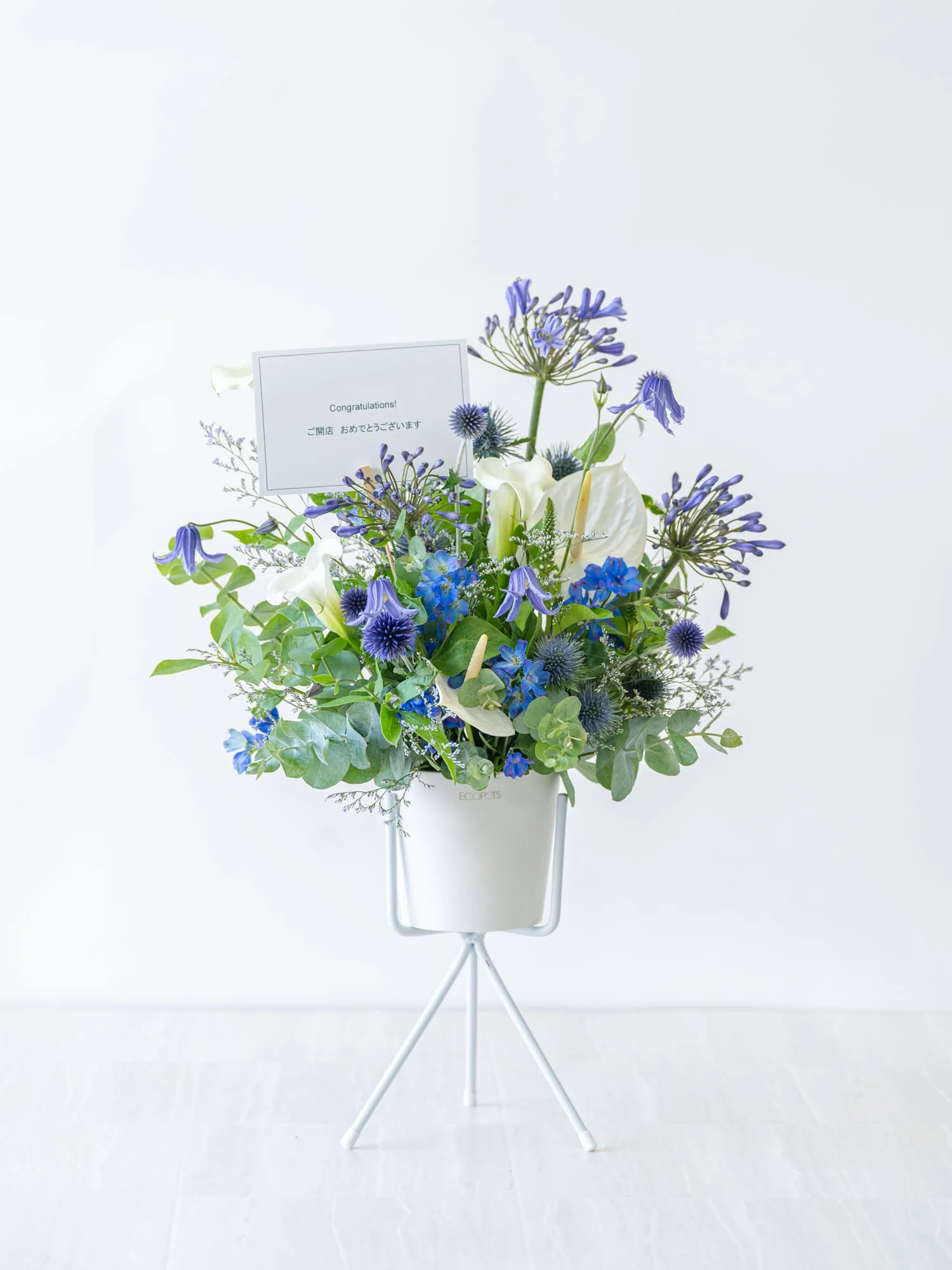 【誕生日ギフト】季節のおまかせ生花アレンジ L - ブルー - - Image 11