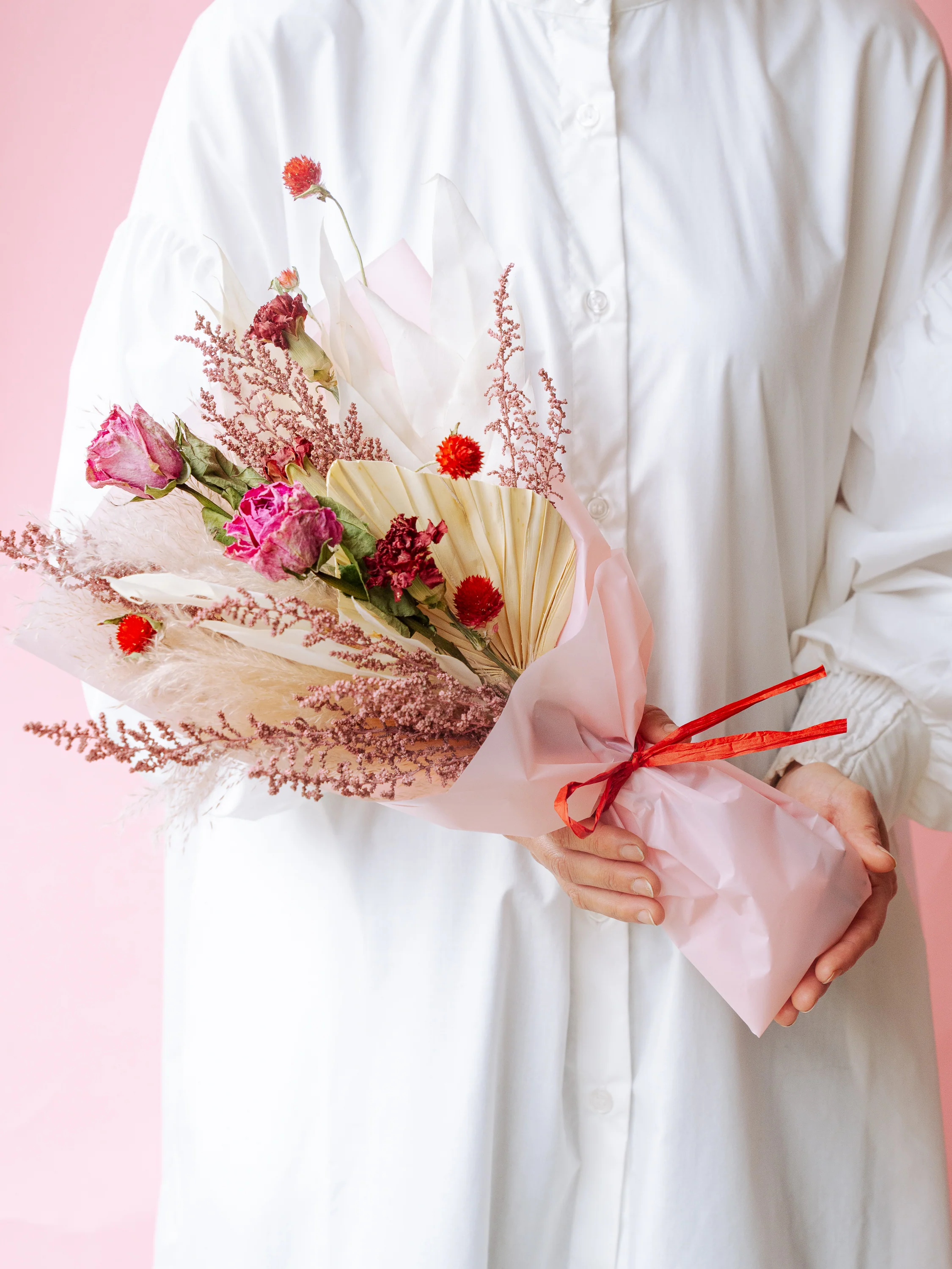 【母の日】花瓶に飾れる ドライフラワーの花束 - Image 3